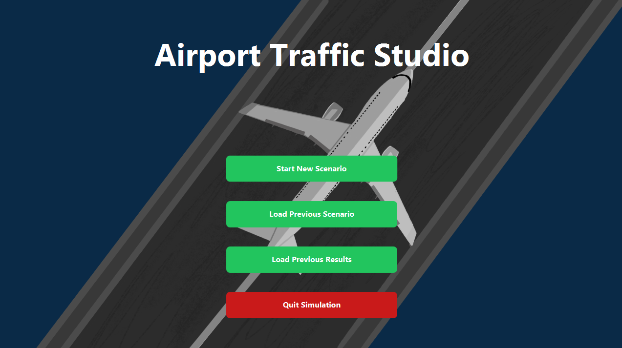 Airport Traffic Studio main menu